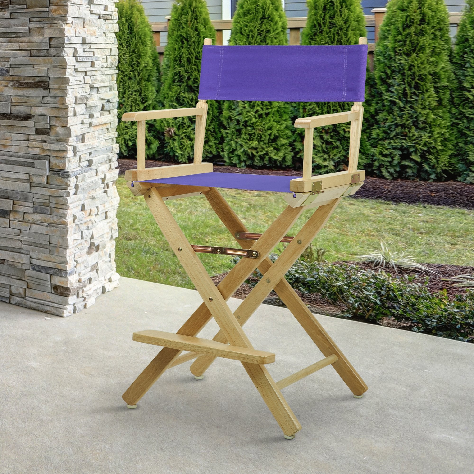 Casual Home 220-00/021-41 Director Chair 24" - Counter Height Natural Frame/Purple Canvas